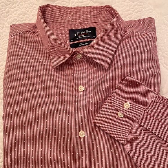 Charles Tyrwhitt Other - Charles Tyrwhitt red mini check with dot Shirt XXL